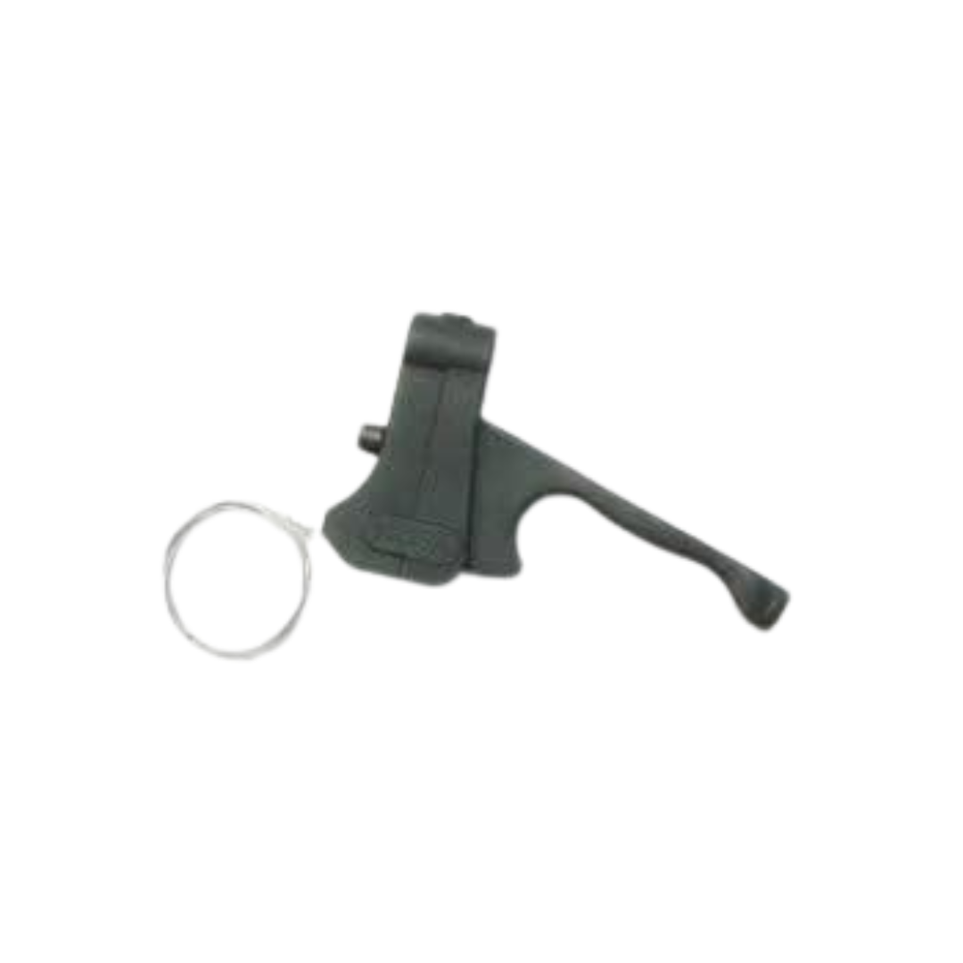 A black plastic security tag with a long, curved arm and thin metal loop, designed for use with Nova Parts for 4900 Traveller Rollator to help prevent theft.